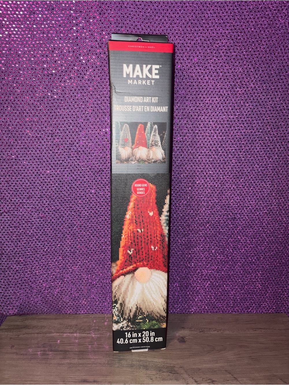 🆕💜 Makers Market Christmas Gnome Diamond Art Kit 3 Gnomes Holiday DIY Craft NEW